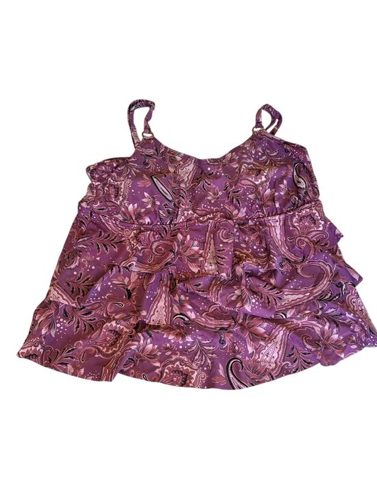 Island Waves Other - Womens Swim Top Size 20W Tankini Only Paisley Purple Pink Black Layers Stretch